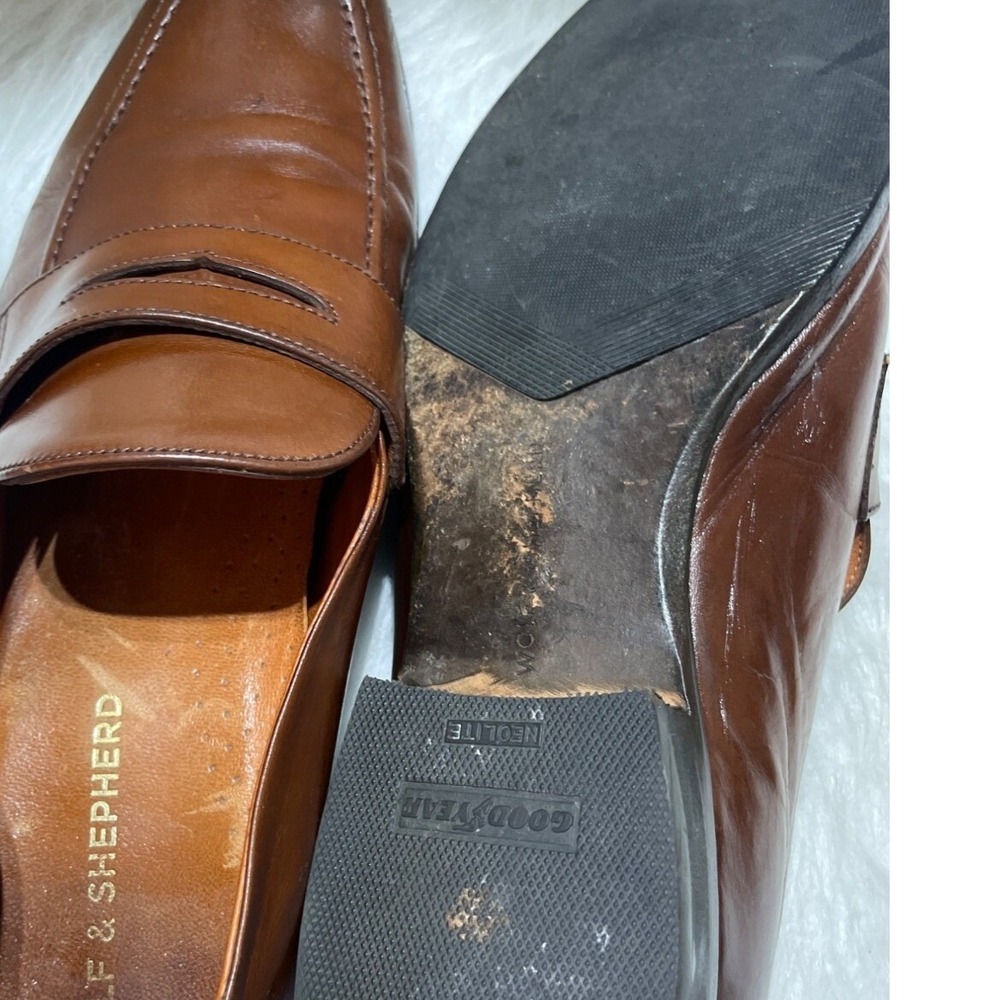 Wolf & Shepherd Mens Brown Leather Penny Loafers Goodyear Welted Portugal 11 - Picture 8 of 8